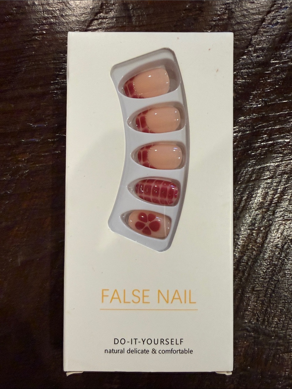 False Nail Do-It-Yourself Pink & Red Press-On Nail Set